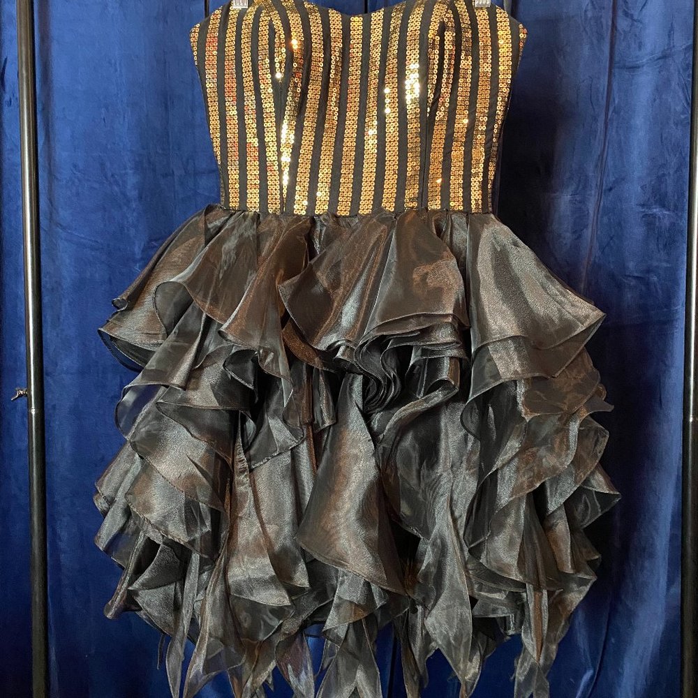Dana Mathers black and gold sequin dress, size 4